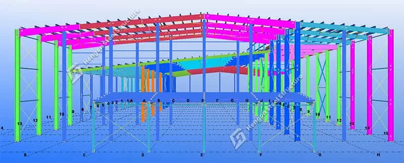 Atelier à structure métallique préfabriquée pour l'alimentation des crevettes