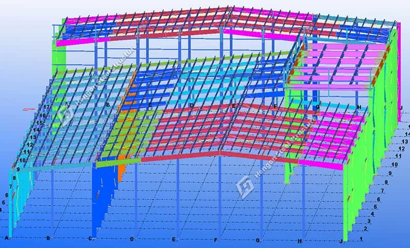 Atelier à structure métallique préfabriquée pour l'alimentation des crevettes